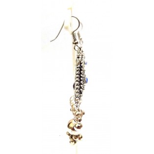 Silver Oxidized Earring Jhumka Jhumki Imitation Ethnic Jewelry Long Dangle 7L4